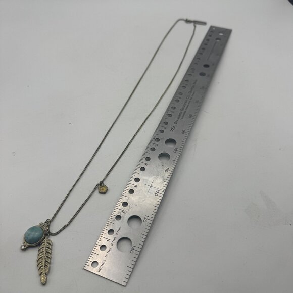 Antique Brass Necklace Matt 17:20 Stone Feather Mustard Seed Charms - Picture 5 of 6